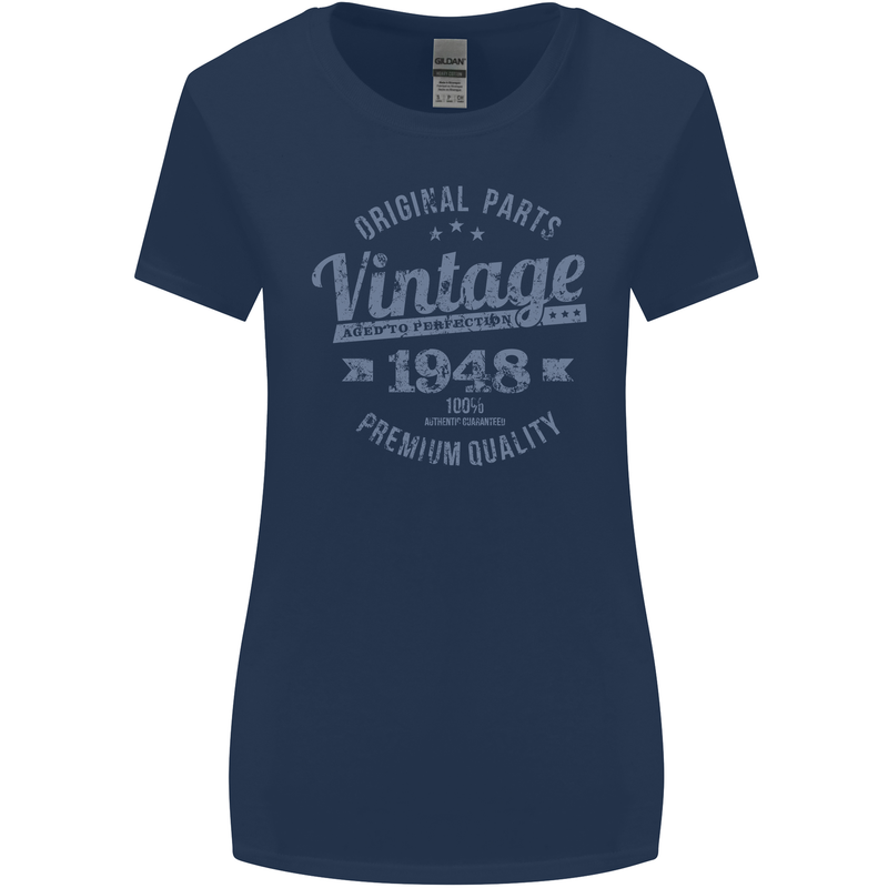 Vintage Year 75th Birthday 1948 Womens Wider Cut T-Shirt Navy Blue