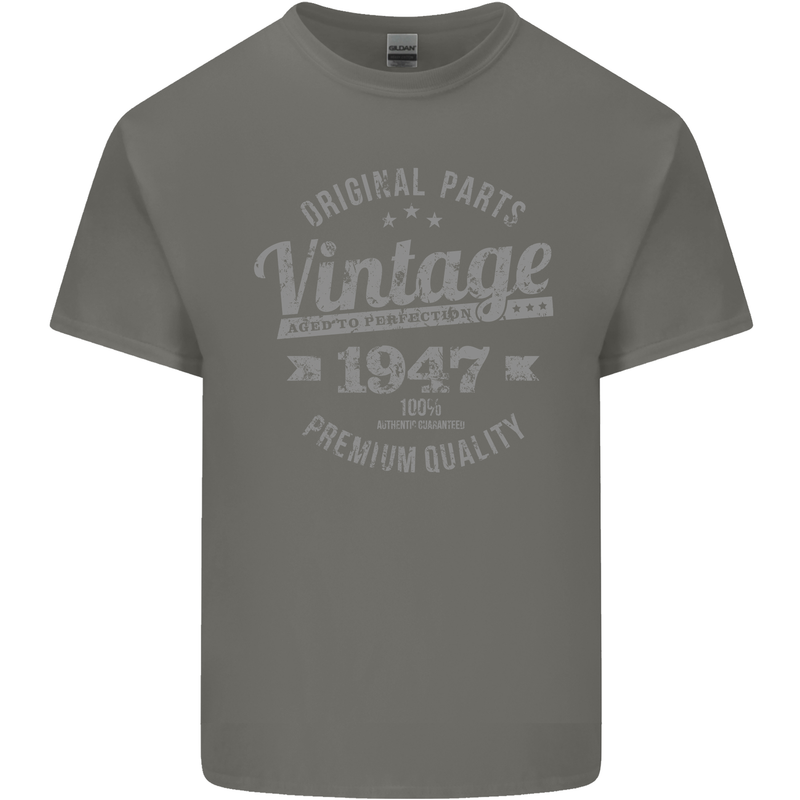 Vintage Year 76th Birthday 1947 Mens Cotton T-Shirt Tee Top Charcoal