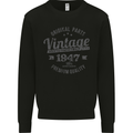 Vintage Year 76th Birthday 1947 Mens Sweatshirt Jumper Black