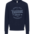 Vintage Year 76th Birthday 1947 Mens Sweatshirt Jumper Navy Blue