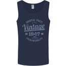 Vintage Year 76th Birthday 1947 Mens Vest Tank Top Navy Blue