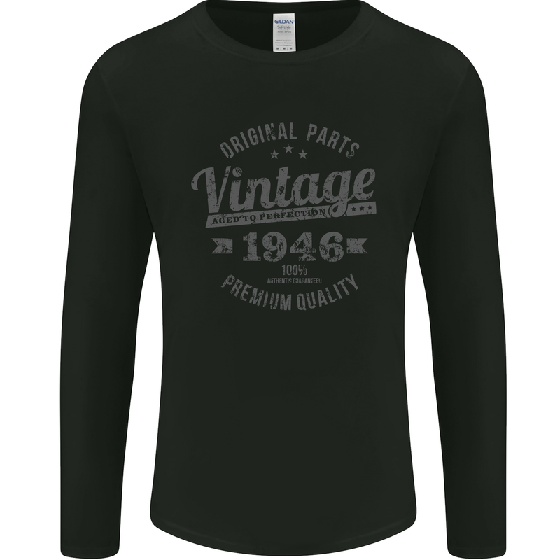 Vintage Year 77th Birthday 1946 Mens Long Sleeve T-Shirt Black