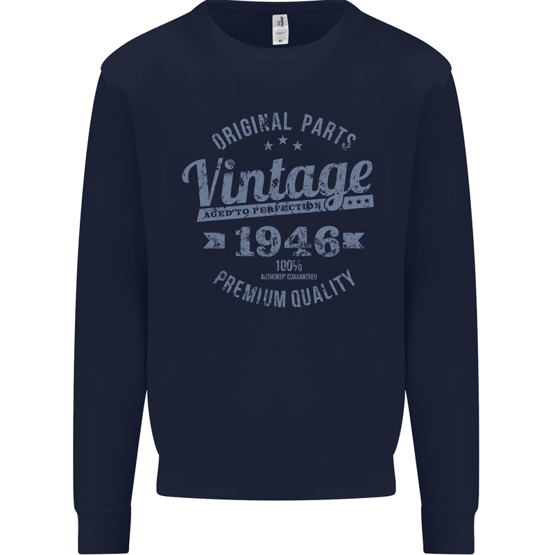 Vintage Year 77th Birthday 1946 Mens Sweatshirt Jumper Navy Blue