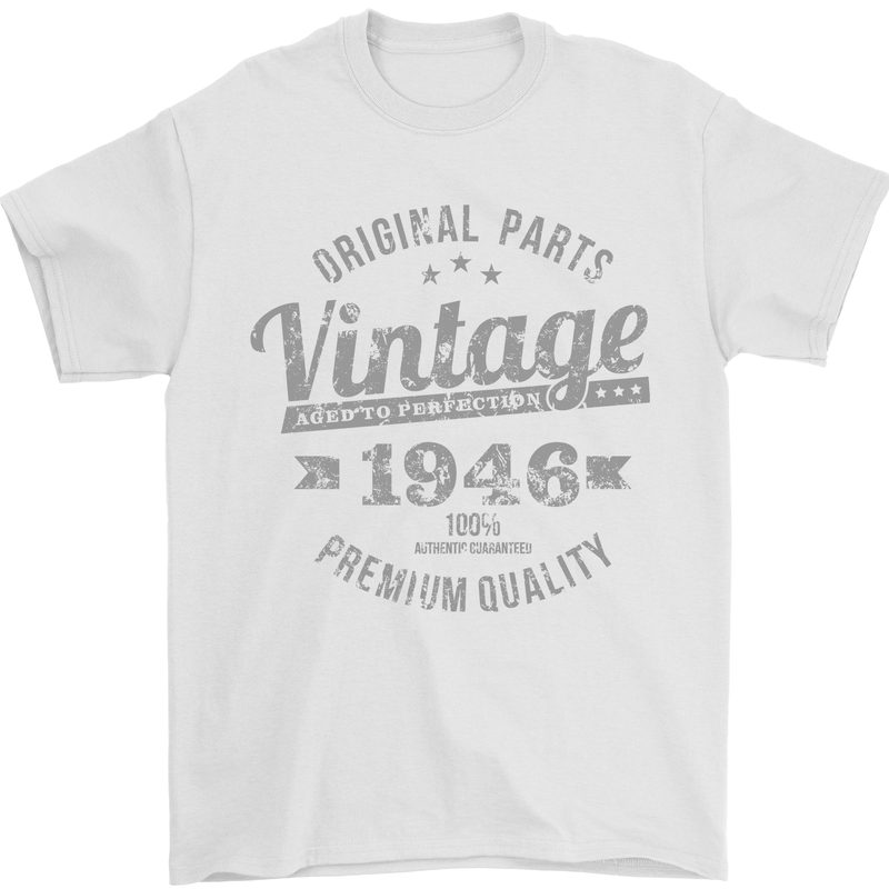 Vintage Year 77th Birthday 1946 Mens T-Shirt 100% Cotton White