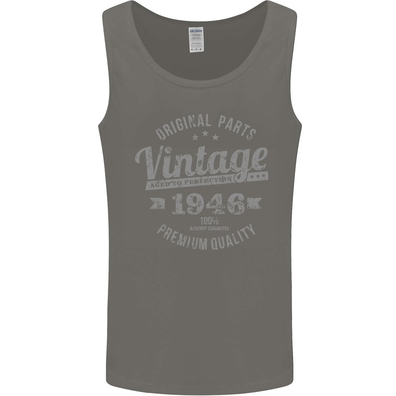 Vintage Year 77th Birthday 1946 Mens Vest Tank Top Charcoal