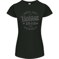 Vintage Year 77th Birthday 1946 Womens Petite Cut T-Shirt Black