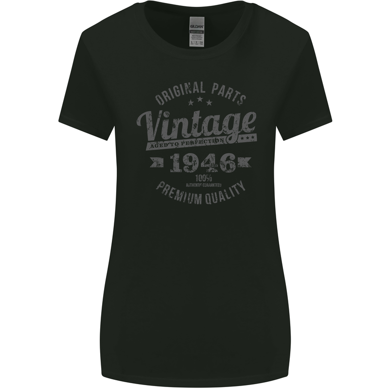 Vintage Year 77th Birthday 1946 Womens Wider Cut T-Shirt Black