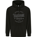 Vintage Year 78th Birthday 1945 Mens 80% Cotton Hoodie Black