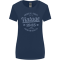 Vintage Year 78th Birthday 1945 Womens Wider Cut T-Shirt Navy Blue
