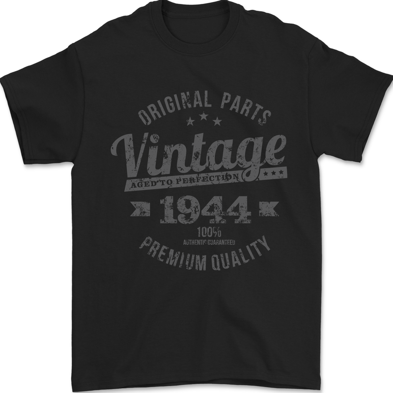 Vintage Year 79th Birthday 1944 Mens T-Shirt 100% Cotton Black
