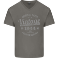 Vintage Year 79th Birthday 1944 Mens V-Neck Cotton T-Shirt Charcoal