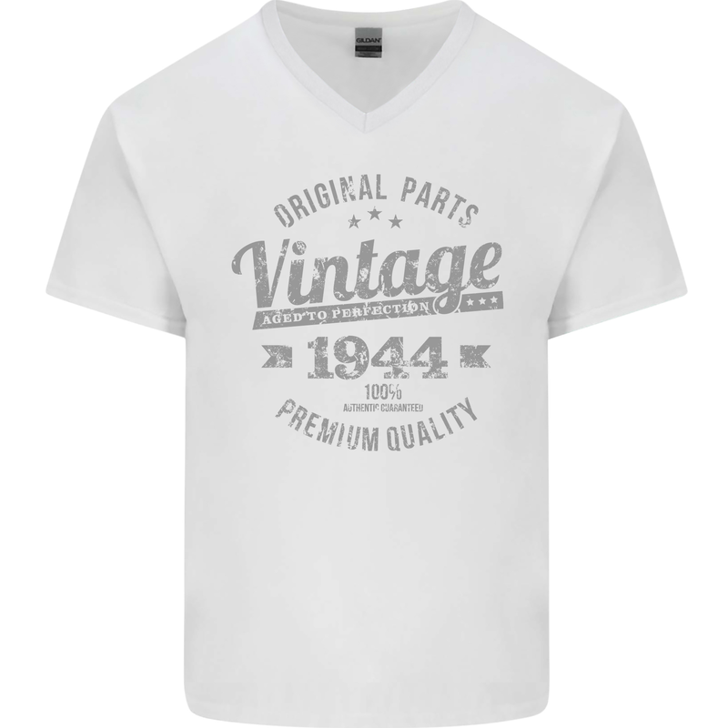 Vintage Year 79th Birthday 1944 Mens V-Neck Cotton T-Shirt White