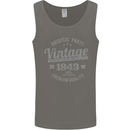 Vintage Year 80th Birthday 1943 Mens Vest Tank Top Charcoal