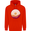 Vinyl Landscape Record Mountains DJ Decks Childrens Kids Hoodie Bright Red