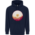 Vinyl Landscape Record Mountains DJ Decks Childrens Kids Hoodie Navy Blue