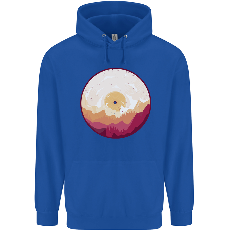 Vinyl Landscape Record Mountains DJ Decks Childrens Kids Hoodie Royal Blue