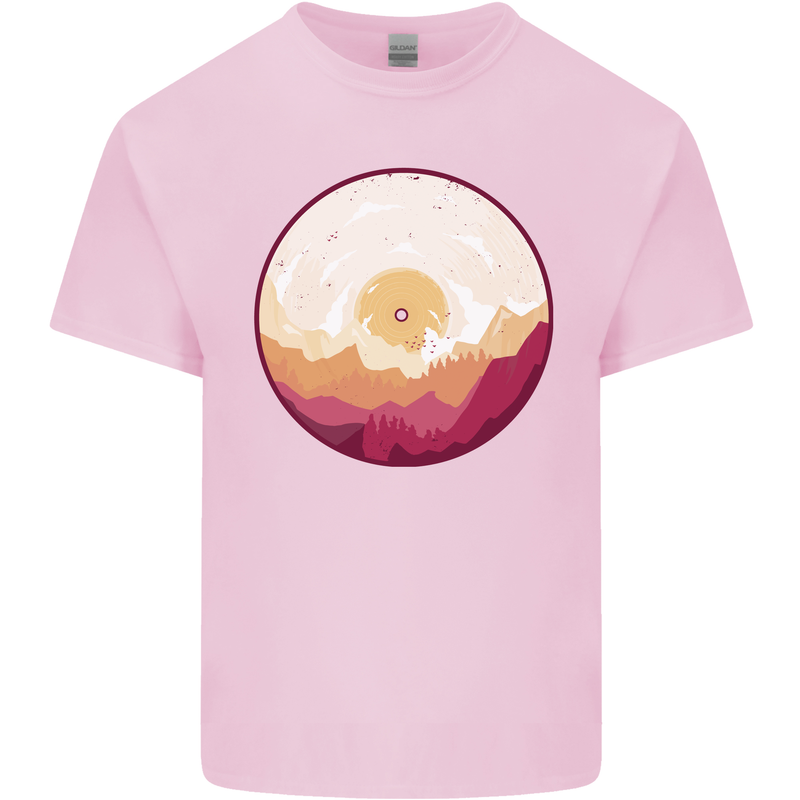 Vinyl Landscape Record Mountains DJ Decks Kids T-Shirt Childrens Light Pink