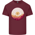 Vinyl Landscape Record Mountains DJ Decks Mens Cotton T-Shirt Tee Top Maroon