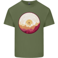 Vinyl Landscape Record Mountains DJ Decks Mens Cotton T-Shirt Tee Top Military Green