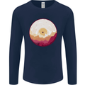 Vinyl Landscape Record Mountains DJ Decks Mens Long Sleeve T-Shirt Navy Blue