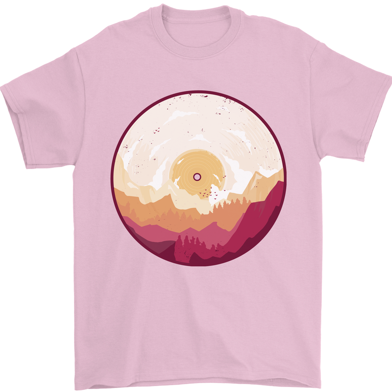 Vinyl Landscape Record Mountains DJ Decks Mens T-Shirt 100% Cotton Light Pink