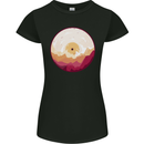 Vinyl Landscape Record Mountains DJ Decks Womens Petite Cut T-Shirt Black
