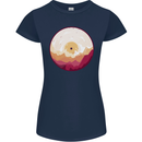Vinyl Landscape Record Mountains DJ Decks Womens Petite Cut T-Shirt Navy Blue