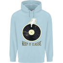 Vinyl Records Keep it Classic DJ Decks Childrens Kids Hoodie Light Blue