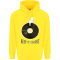 Vinyl Records Keep it Classic DJ Decks Childrens Kids Hoodie Yellow