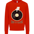 Vinyl Records Keep it Classic DJ Decks Kids Sweatshirt Jumper Bright Red