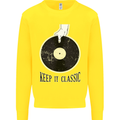 Vinyl Records Keep it Classic DJ Decks Kids Sweatshirt Jumper Yellow