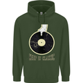 Vinyl Records Keep it Classic DJ Decks Mens 80% Cotton Hoodie Forest Green