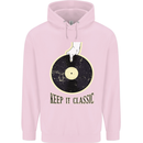 Vinyl Records Keep it Classic DJ Decks Mens 80% Cotton Hoodie Light Pink