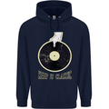 Vinyl Records Keep it Classic DJ Decks Mens 80% Cotton Hoodie Navy Blue