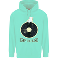 Vinyl Records Keep it Classic DJ Decks Mens 80% Cotton Hoodie Peppermint