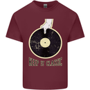 Vinyl Records Keep it Classic DJ Decks Mens Cotton T-Shirt Tee Top Maroon