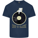 Vinyl Records Keep it Classic DJ Decks Mens Cotton T-Shirt Tee Top Navy Blue