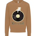 Vinyl Records Keep it Classic DJ Decks Mens Sweatshirt Jumper Caramel Latte