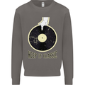 Vinyl Records Keep it Classic DJ Decks Mens Sweatshirt Jumper Charcoal