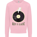 Vinyl Records Keep it Classic DJ Decks Mens Sweatshirt Jumper Light Pink