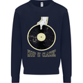 Vinyl Records Keep it Classic DJ Decks Mens Sweatshirt Jumper Navy Blue