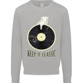 Vinyl Records Keep it Classic DJ Decks Mens Sweatshirt Jumper Sports Grey