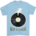 Vinyl Records Keep it Classic DJ Decks Mens T-Shirt 100% Cotton Light Blue