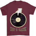 Vinyl Records Keep it Classic DJ Decks Mens T-Shirt 100% Cotton Maroon