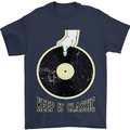 Vinyl Records Keep it Classic DJ Decks Mens T-Shirt 100% Cotton Navy Blue