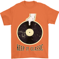 Vinyl Records Keep it Classic DJ Decks Mens T-Shirt 100% Cotton Orange