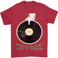 Vinyl Records Keep it Classic DJ Decks Mens T-Shirt 100% Cotton Red