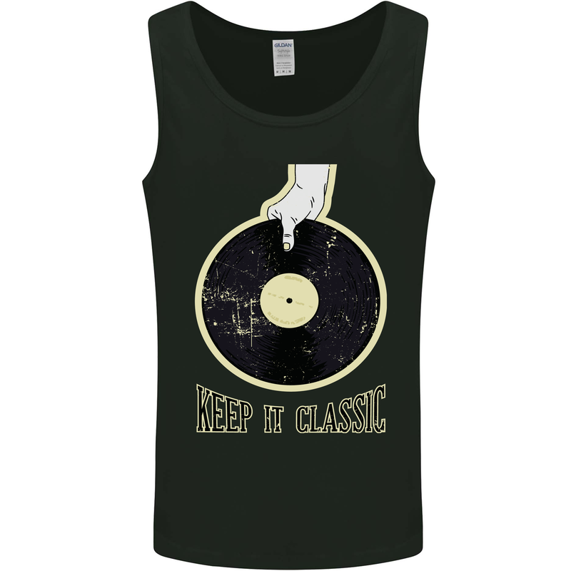 Vinyl Records Keep it Classic DJ Decks Mens Vest Tank Top Black