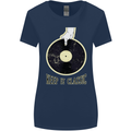 Vinyl Records Keep it Classic DJ Decks Womens Wider Cut T-Shirt Navy Blue