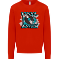 Vinyl Records Lover DJ Decks Turntable Kids Sweatshirt Jumper Bright Red